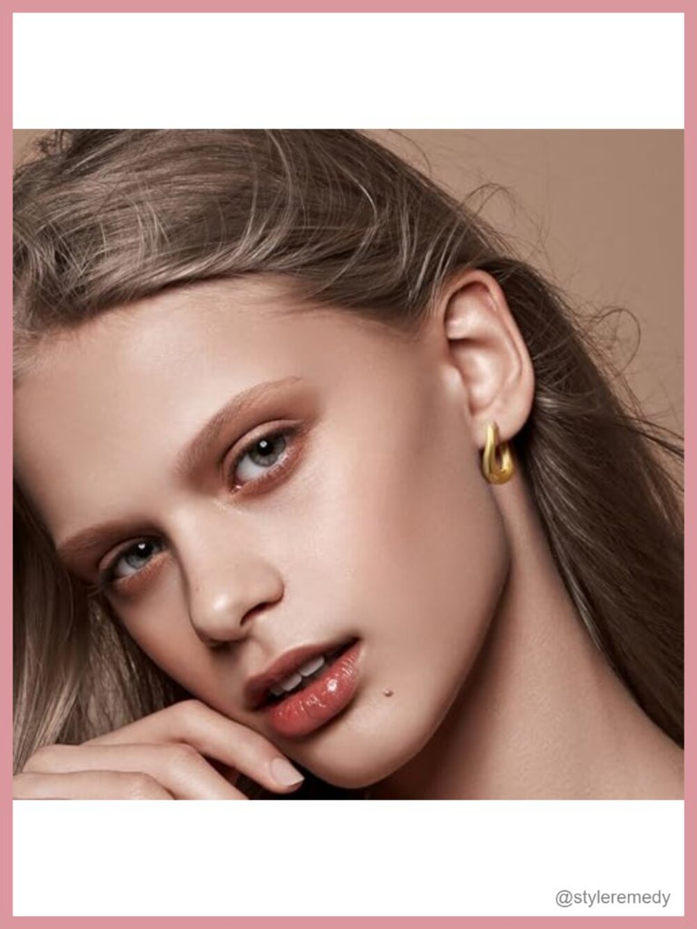 14k Gold Plated Chunky Hoop Earrings Hinged 21mm - Picture 4 of 6